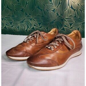 MERCANTI FIORENTINI Brown Leather Dress Sneaker Oxford Shoes 10.5 M ITALY